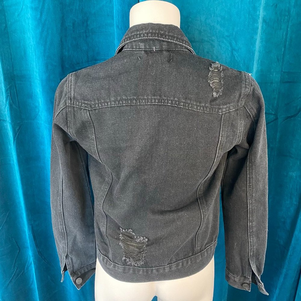 Daisy Lane Distressed 2 Striped Jean Jacket - Picture 6 of 7